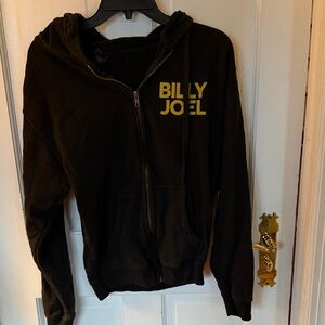 Billy Joel Black Zip-Up Hoodie with Yellow Logo